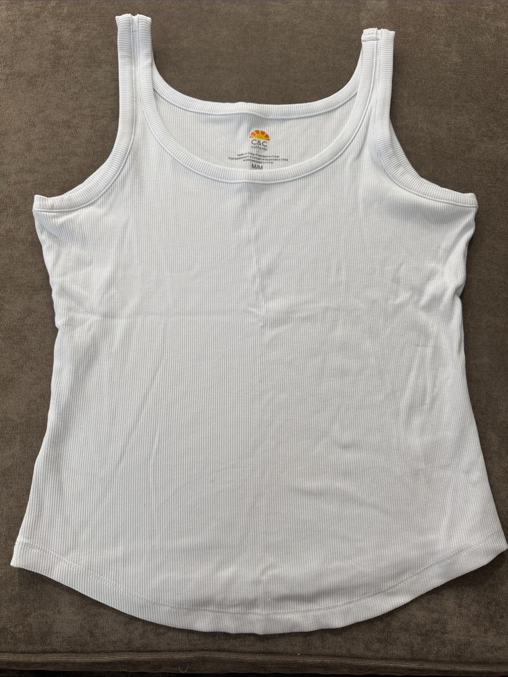 C&C California White Ribbed Scoop Neck Tank